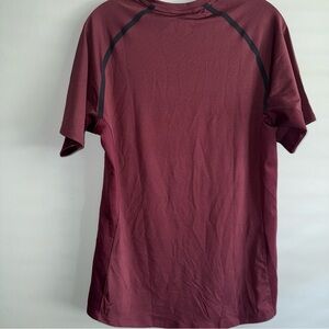 Second Skin Overalls Red Short Sleeve Tee Burgundy color